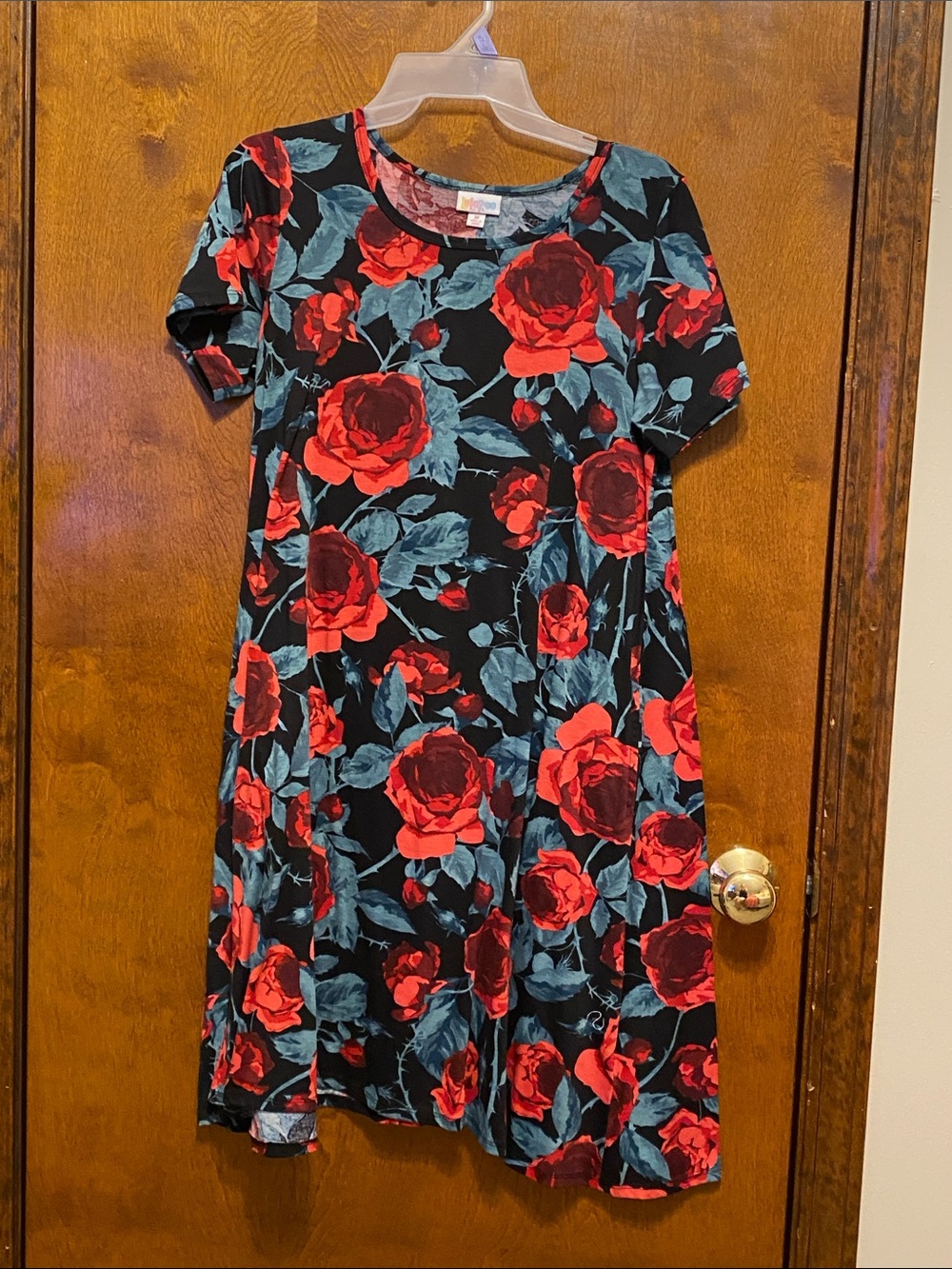 Lularoe Floral Swing Dress - Red Rose Print